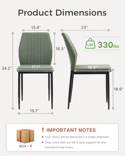 BRTHORY Dining Chairs Set of 4, Upholstered Wooden Dining Room Chairs, Mid Century Modern Fabric Kitchen Chair with Metal Legs Chenille Fabric for Kitchen/Restaurant/Hotel- Green (Only Chairs) - Thumbnail 2