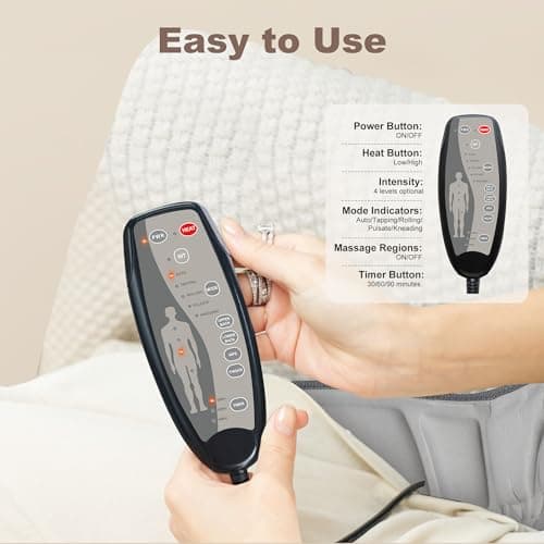 Heycool Vibration Back Massager with Heat, Massage Chair Pad with 10 Vibration Motors & 2 Heating Levels, Chair Massager for Recliner, Sofa, Beige - Thumbnail 4