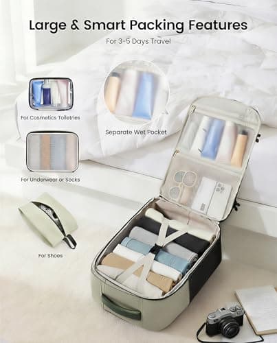 LOVEVOOK Travel Backpack for Women & Men, 40L Large Airline Approved Carry on Backpack for Travel, TSA Personal Item Travel Bag with 3 Packing Cubes, Waterproof Travel Essentials Bag fits 17" Laptop - Thumbnail 4