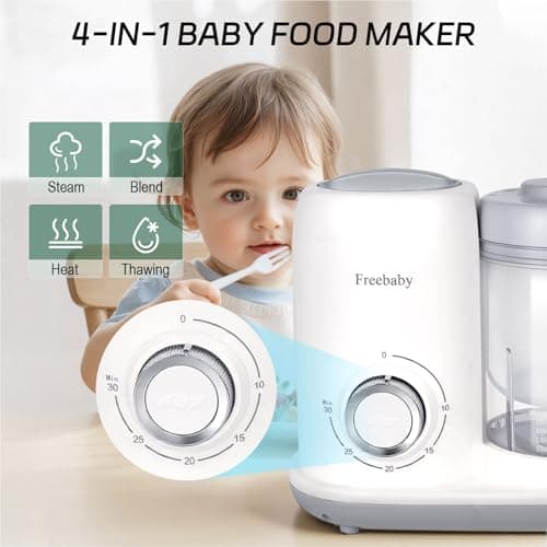 Freebaby 4 in 1 Baby Food Maker and Steamer, One Step Baby Food Processor and Puree Blender, 400ml Big Capacity, Dishwasher Safe Steam Basket, BPA-Free - Thumbnail 2