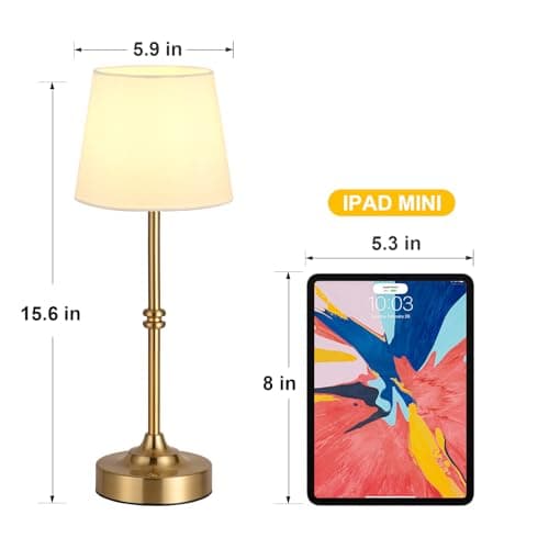Kakanuo Rechargeable Cordless Table Lamp Gold - 1 Pack Brass 4000mAh Battery Operated Lamp, 3000K Warm Light, Touch Control Stepless Dimming, for Bedside, Dining Table, Home Decor - Thumbnail 4
