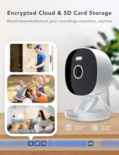 FAMVIVA 2K Wired Security Camera, Indoor/Outdoor for Home, Pet, Baby, Nanny, IP65 Waterproof Color Night Vision, White Light & Siren, Recording, Motion Detection, Works with Alexa,Plug in, White-4P - Thumbnail 3