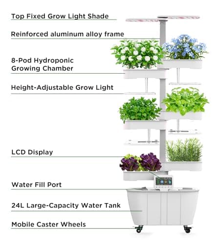 Hydroponics Growing System Kit,48 Pods Large Indoor Hydroponic Herb Garden with Smart LED Grow Light, Auto Circulating Water Pump,24L Water Tank,APP & WiFi Controlled,Gardening Systems for Ideal Gifts - Thumbnail 6