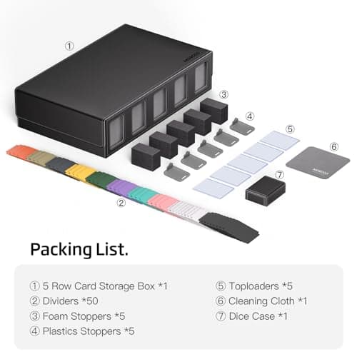 Trading Card Storage Box 5-Row 3900+ Capacity,TCG MTG Card Case with Magnetic Lid & Commander Display,Top Loader Storage for Sports Cards,Includes Dividers Dice Box - Thumbnail 3