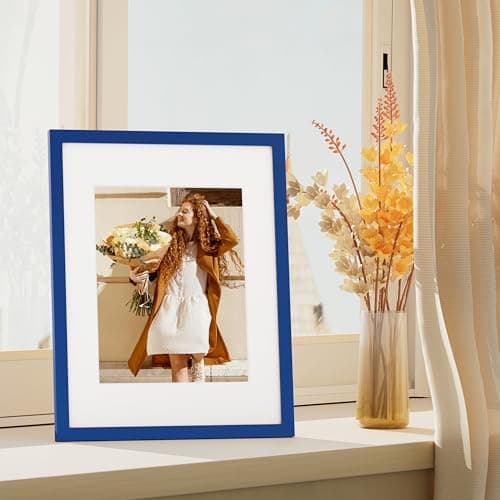 Vittanly 11x14 Picture Frames Set of 4, Display Pictures 8x10 with Mat or 11x14 without Mat, Gallery Wall Frame Set for Wall or Tabletop, Engineered Wood with Shatter Resistant Plexiglass, Royal Blue - Thumbnail 2