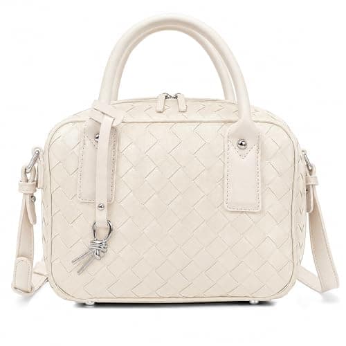 Goinsound Women's Handmade Woven Top-handle Bag Fashion Leather Shoulder Handbag Crossbody Purse Woven Purse for Women - Image 1