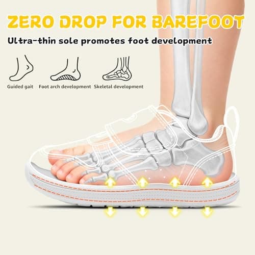 noorkiz Toddler Barefoot Shoes Boys Girls Wide Toe Box Shoe Zero Drop Kids Sneakers for Wide Feet High Instep Hook and Loop Lightweight Non Slip Comfortable Walking Outdoor Activities Preschool Black Red Toddler Size 9 - Thumbnail 5