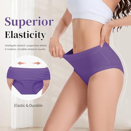 Migbean Womens Underwear Full Coverage Briefs Ladies Breathable Postpartum Panties Comfy Underpants 5 Pack - Thumbnail 5