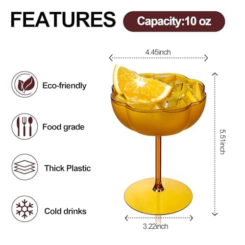 Ciaell 12PCS Plastic Martini Glasses - 10 Oz Colored Elegant Disposable Cocktail Glasses for Champagne Wine Wedding Party Anniversary Bar - Thumbnail 2
