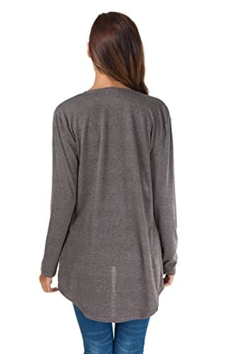 TownCat Womens Lightweight Cardigans Long Sleeve Open Front Casual Cardigan with Pockets (Gray, L) - Thumbnail 5