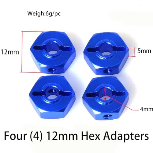 12mm Wheel Hexes for Front Rear Aluminum for Losi 1/18 Mini LMT 4X4 Brushed Monster Truck Replacement for Los212050 Upgrade Parts Wheel Hexes and Pin for Losi - LOS01026 1/18 Mini LMT Monster (Blue) - Thumbnail 2