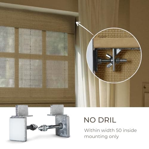 TWOPAGES Bamboo Roman Shades for Indoor Windows No Drill Blinds Natural Woven Custom Shades Cordless,P Series Rae Collection - Thumbnail 4