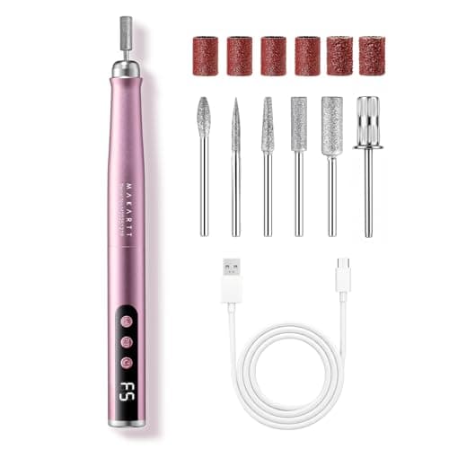 Makartt Cordless Nail Drill Electric Nail File for Beginners: Easy Control Lightweight Quiet E File Kit for Gel Polish Removal, Low Vibration,Low Heat,Home Travel Use (Pink) 25,000 RPM LED Display - Image 1