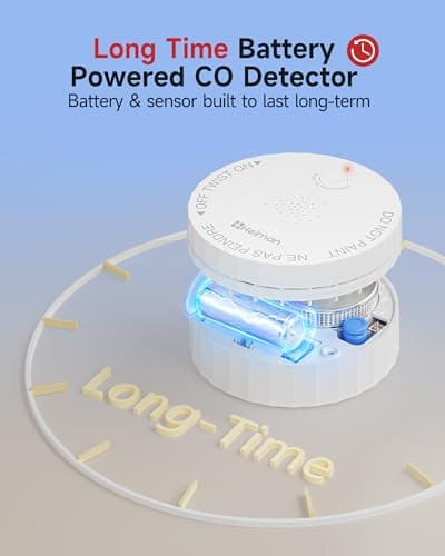 Heiman Carbon Monoxide Detectors, Nano-Sized Portable CO Alarm Battery Powered, UL 2034 5th Certified, 10-Year Battery Figaro Sensor, 85 dB, Test Button, Small CO Detector for Home Travel Vehicle RV - Thumbnail 3
