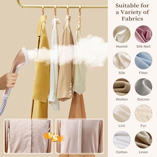 HAPAIS Steamer for Clothes,1800W Standing Garment Steamer 30s Heat-up with Adjustable Stable Double Rod,2-in-1 Flat & Hanging Ironing,Clothes Steamer with 10 Fabric Steam Modes - Thumbnail 4