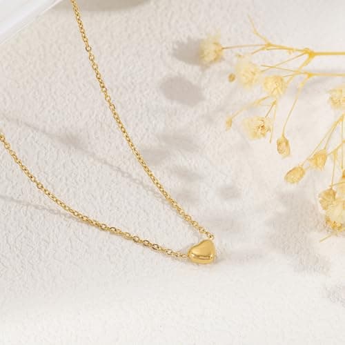 BAYLAY Heart Necklaces for Women Girls, 18K Gold Plated Cute Tiny Heart Necklace Dainty Gold Necklace for Women Gold Jewelry Mothers Day Gifts for Mom Grandma Wife Women - Thumbnail 6