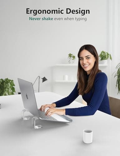 JCZT Clear Acrylic Laptop Stand for Desk, with Wrist Rest, Ergonomic Detachable Mount Compatible with 10-17'' All Laptops Such as MacBook Air Pro/HP/Dell/Lenovo - Thumbnail 4