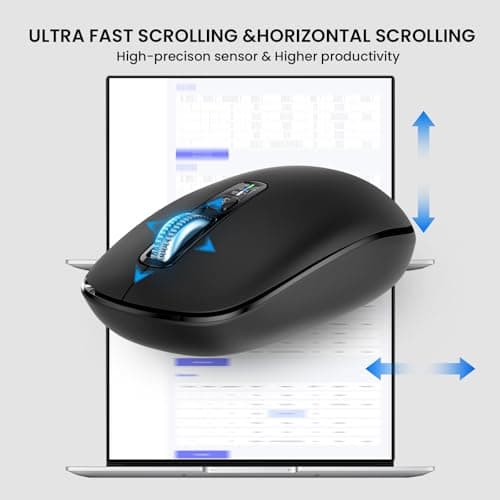 Wireless Bluetooth Mouse,USB+BT×2,Multi Device Ergo Full Size Mouses-big Hand,Metal 4-Way Super Scrolling,± 3000 DPI,10 Buttons,Plug&Play,Quiet,w/ 2 Batteries,Mice for Laptop,Computer,Tablet,Mac,iPad - Thumbnail 3