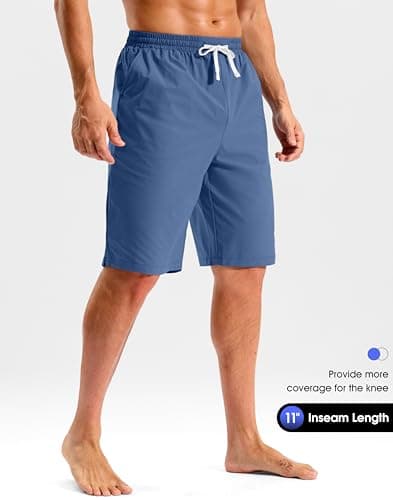 Pudolla Men's Swim Trunks 9"/11" Quick Dry Board Shorts Bathing Suits Beach Shorts for Men with Pockets - No Liner(See Blue 11 Inseam-M) - Thumbnail 4