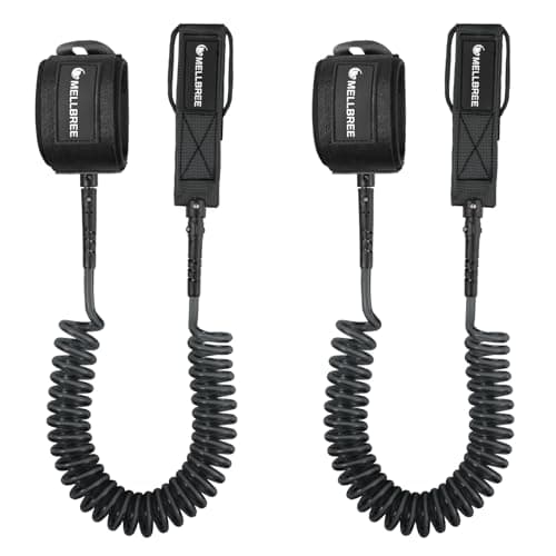Mellbree Surfboard Leash, Premium SUP Leash Double-Side Rotatable Wirst Strap Leg Rope Flexible for Paddleboard Longboard Shortboard Stand-up Boogie Paddle Boards (Black x2, 10ft 7mm) - Image 1