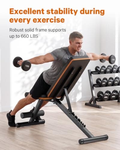 WECENI Adjustable Weight Bench,Adjustable weight bench, Multi-Functional Foldable workout Bench Press with 660 LBS Capacity, Strength Training Equipment gym for Home, Full heavy duty fitness bench gym at home. - Thumbnail 4