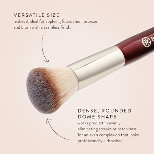 BK BEAUTY 106 ROUND FOUNDATION BRUSH – Dense Dome Shape for Liquid & Cream Foundation, Seamless Streak-Free Application, Multi-Use Face Makeup Tool - Thumbnail 4