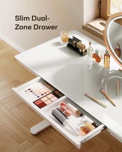 Marsail Glass Standing Desk with Drawer,55 x 28 inch Electric Standing Desk, Adjustable Height Desk with Storage & USB Charging Ports, One-Piece Standing Desk for Home & Office, White - Thumbnail 5