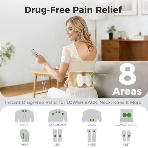 DOMAS TENS Unit with 4"x6" Butterfly Pad for Lower Back Pain Relief, 8 Guided Body Programs, USB-C Rechargeable, Dual Channel - Thumbnail 2