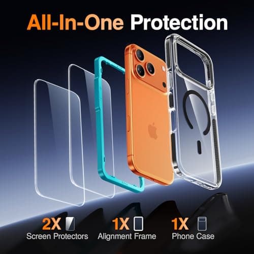 SMARTDEVIL for iPhone 17 Pro Case with 2 Screen Protectors, [Compatible with Magsafe][Anti-Yellowing][Military-Grade Protection] Shockproof Slim Magnetic Phone Case with Black Border Design - Thumbnail 3