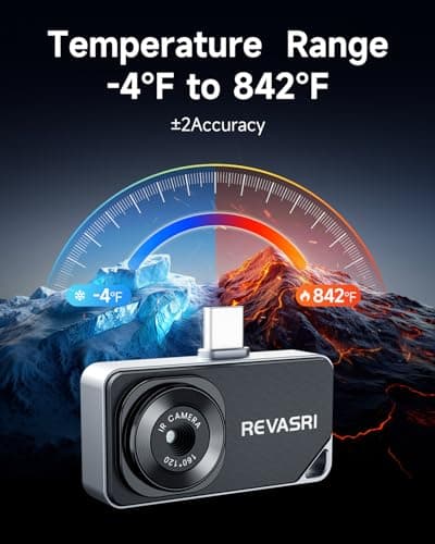 REVASRI Thermal Camera for Type-C iPhone & Android Device, 320x240 Super Resolution, 15x Digital Zoom, 25Hz Thermal Imaging Camera for Water Leak Detection,HVAC Electrical Plumbing, Home Inspection - Thumbnail 6