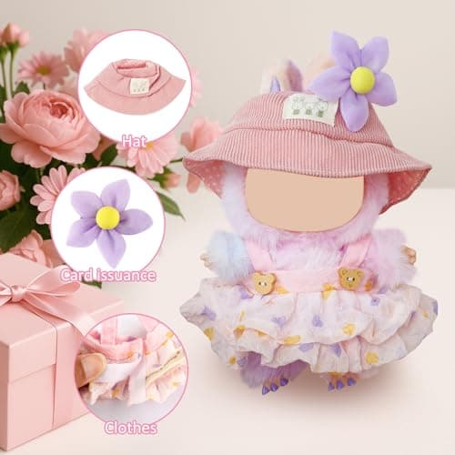 3 Sets of Clothes for Doll - 17cm Dolls Clothes Handmade Crochet Outfit for Hat, Top & Accessories Set for Cute Figures (No Doll) - Thumbnail 2