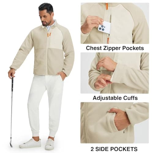 M MAELREG Mens Fleece Jacket Lightweight Soft Shell Warm Golf Jackets Winter Outdoor Tactical Hiking Casual Coat - Thumbnail 5