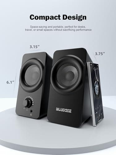 Bluedee Computer Speakers for Desktop PC, Dual Driver PC Speakers with RGB Lights, Plug & Play Compact Wired USB Speaker for Laptop & Desktop, USB or USB-C for Power & Audio - Thumbnail 6