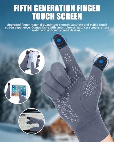 Aegend Lightweight Winter Gloves for Men Women, Warm Running Gloves Touchscreen Thermal Glove Liners for Cold Weather Driving, Cycling & Hiking, Non-Slip, Elastic Cuff, Stretchy, Durable - Thumbnail 2