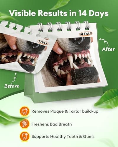 Pawaura Dog Teeth Cleaning Powder,Dog Breath Freshener with Probiotics for Targets Tartar & Bad Breath,Dog Dental Powder for Teeth Cleaning of All Breeds,90 Scoop Supply - Made in USA - Thumbnail 3