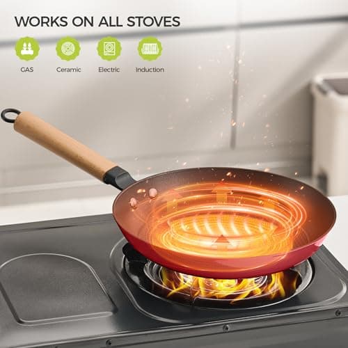 YUTANN Nonstick Frying Pan Set, 8" 10" 12" Ceramic Frying Pans, Pre-seasoned Cast Iron Pan Cookware Set with Removable Handle, Dishwasher Safe, Free of PFAS & PFOA, Compatible with All Stovetops - Thumbnail 6