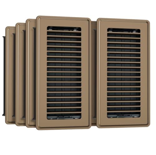 4 x 10 Floor Register, 8 Pack Brown Vent Covers for Home Floor, Heavy-Duty Steel Registers with Adjustable Airflow, Easy Installation, Rust-Resistant for Living Room, Bedroom and Bathroom - Image 1