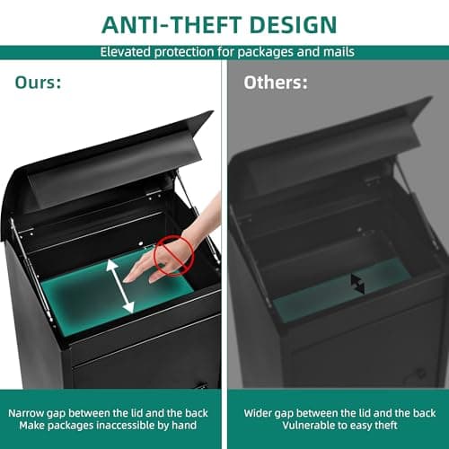 YITAHOME Outside Package Delivery Box with Coded Lock, 16.5x13.8x25.4 inch Lockable Anti-Theft Parcel Drop Box, Locking Mailbox for Outside Home Garden, Office, School - Thumbnail 4
