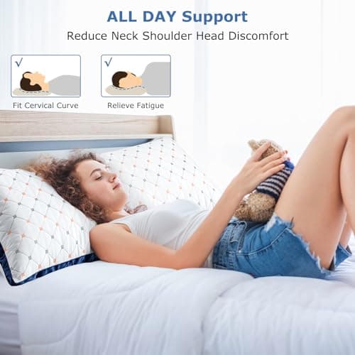 Sofslee Standard Size Pillows Set of 2, Luxury Hotel Quality Down Alternative Pillow, Standard Pillows for Side, Back & Stomach Sleepers - Cooling, Breathable, Gusseted Bed Pillow - Thumbnail 4