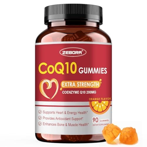 ZEBORA CoQ10 200mg Gummies, High Absorption Coenzyme Q10 Supplements with Omega-3, Heart & Energy Support, Powerful Antioxidant, Orange Flavor, 90 Gummies - Image 1