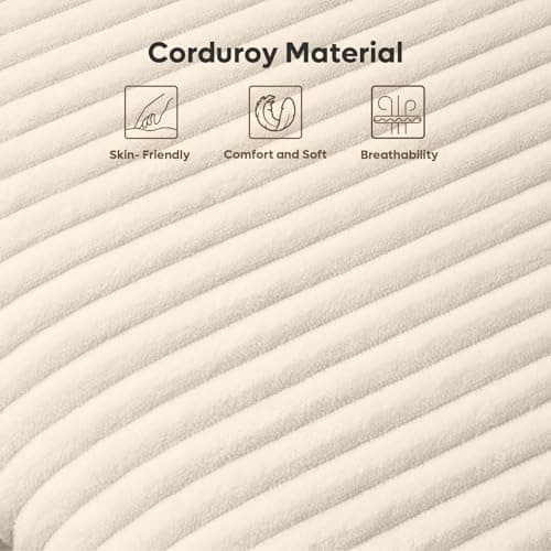 Bestier Queen Bed Frame with Adjustable Headboard & LED Lighting, Corduroy Upholstered Platform Bed Frame with Storage Shelf, Solid Wood Slats, No Box Spring Needed, Never Squeak, Easy Assembly, Beige - Thumbnail 6