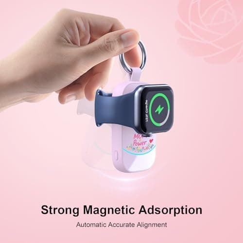Mothers Day Gifts for Mom Power – Portable Charger with Keychain for Apple Watch, Magnetic Wireless Charging for iWatch, Mom Gifts for Travel - Thumbnail 3