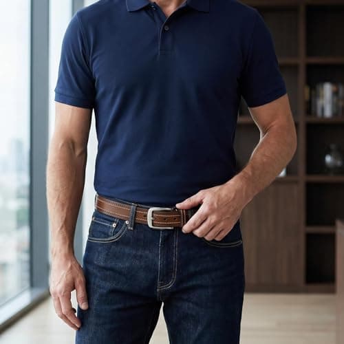 Rollslatte Men’s Full Grain Leather Belt, 1.5" Vintage Western Cowboy Belt with Silver Buckle, Genuine One-Piece Leather Belts for Jeans and Casual, Size 36 - Thumbnail 5