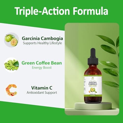 3-in-1 Garcinia Cambogia Liquid Drops - Natrual Extract with Green Coffee Bean & Vitamin C - Support Health and Wellness - Stronger Than Pills & Capsules - Natural Raspberry Flavor - 2 fl oz (60 ml) - Thumbnail 2