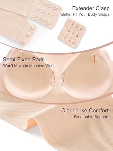 Cuteio Bras for Women No Underwire, Full Coverage Seamless Comfortable Bralette with Support and Lift, Wireless Padded Bra - Thumbnail 5