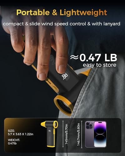 Compressed Air Duster, 130000RPM Super Power Cordless Electric Air Duster with Fast Charging, 8-Speed Adjustable Rechargeable Brushless Blower for Computer, Keyboard, Car, House and Outdoor Use - Thumbnail 6