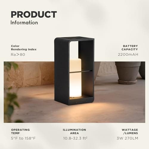 Linkmoon Outdoor Lights for Patio, IP65 Solar Lanterns Outdoor Waterproof, Dusk to Dawn Floor Lamp with 3000K LED, Solar Powered Landscape Lighting for Garden, Yard, Deck, Backyard, Porch and Path - Thumbnail 4