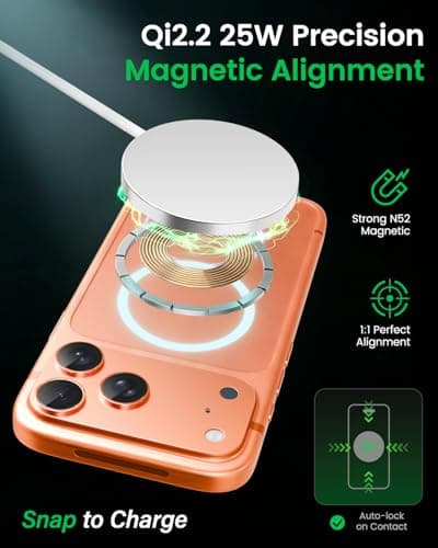 25W Magnetic Wireless Charging Pad: Qi2.2 Qi2 MagSafe Fast Charger for Google Pixel 10 iPhone 17 16 Pro Max 16e 15 14 13 12 AirPods & Samsung Galaxy Series Gift Ideal for Desk & Travel (White, 2Pack) - Thumbnail 5