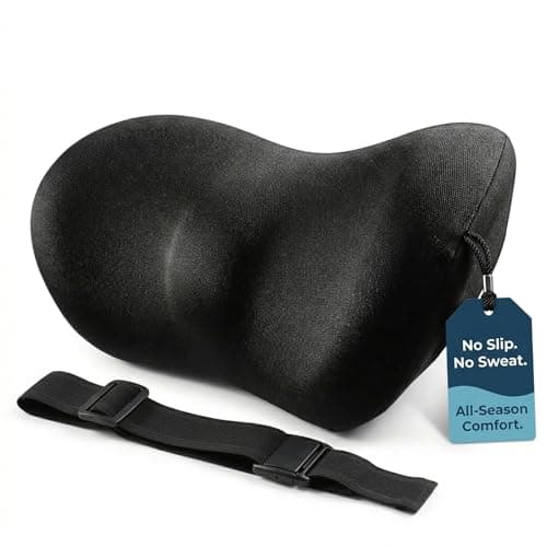 SHAKERINO Lumbar Support Pillow for Car with Dual-Grip™ Stability System - Advanced Adaptive Memory Foam Back Pillow for Lower Back Pain Relief, Ergonomic Driving Seat & Office Chair Cushion, Black - Image 1
