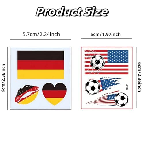 2026 World Cup Temporary Tattoos Sticker for Soccer Fans, 60PCS 20 Sheets Country Flags Tattoo Stickers for all Ages Boy Girl Teen Soccers Party Game Days Watch Parties, Waterproof Sweat Proof Vinyl - Thumbnail 5